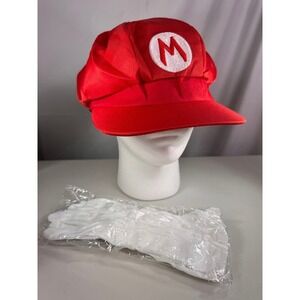 Mario Red Cap and White Gloves Costume Set for Kids and Adults